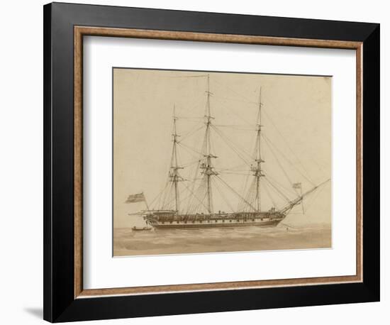 A British Frigate Riding on Her Anchor-John Wilson Carmichael-Framed Giclee Print