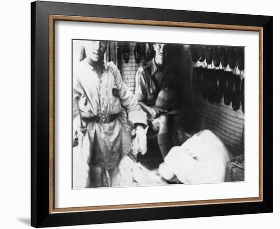 A British Officer in a Shoe Shop, Baghdad, Mesopotamia, WWI, 1918-null-Framed Giclee Print