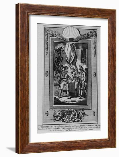 A British Sailor offering a Sword to an unarmed Spanish Officer to defend himself-William Thornton-Framed Giclee Print
