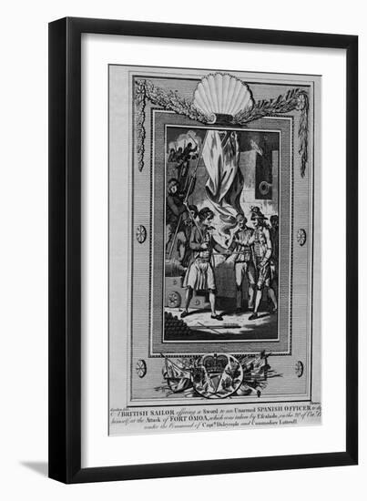 A British Sailor offering a Sword to an unarmed Spanish Officer to defend himself-William Thornton-Framed Giclee Print