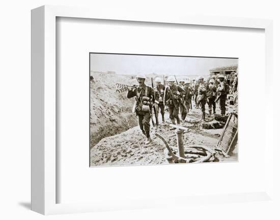 A British wiring party going up to the trenches, Somme campaign, France, World War I, 1916-Unknown-Framed Photographic Print