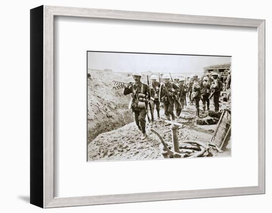 A British wiring party going up to the trenches, Somme campaign, France, World War I, 1916-Unknown-Framed Photographic Print