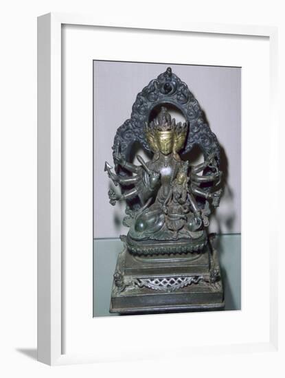 A bronze statuette of Bodhisattva Manjunatha, a Nepalese deity. Artist: Unknown-Unknown-Framed Giclee Print