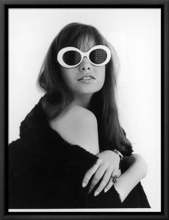 A Brunette Model Wears an Off the Shoulder Fur Coat and Fab Sunglasses!'  Photographic Print | Art.com