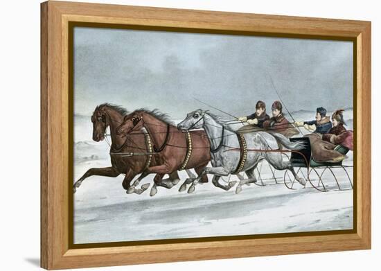 A Brush on the Snow-Currier & Ives-Framed Premier Image Canvas