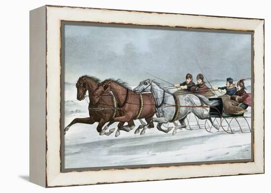 A Brush on the Snow-Currier & Ives-Framed Premier Image Canvas