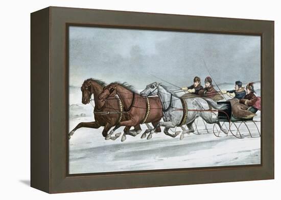 A Brush on the Snow-Currier & Ives-Framed Premier Image Canvas