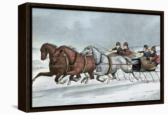 A Brush on the Snow-Currier & Ives-Framed Premier Image Canvas