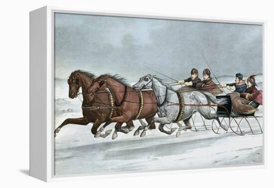 A Brush on the Snow-Currier & Ives-Framed Premier Image Canvas