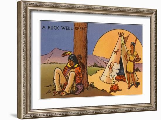A Buck Well Spent, Indian Cartoon-null-Framed Art Print
