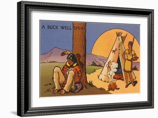 A Buck Well Spent, Indian Cartoon-null-Framed Art Print