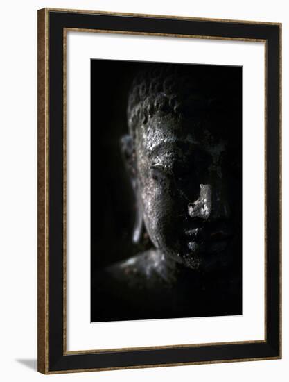 A Buddha Statue in the Garden of Zen Temple Ryumonji Illuminated by the Last Sun Rays of the Day-null-Framed Photographic Print