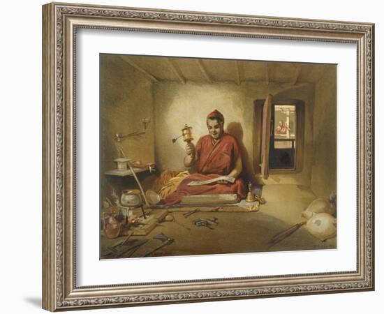 A Buddhist Monk, from 'India Ancient and Modern', 1867 (Colour Litho)-William 'Crimea' Simpson-Framed Giclee Print