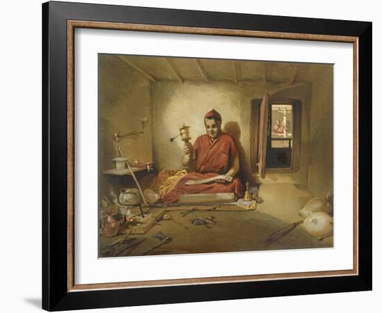 A Buddhist Monk, from 'India Ancient and Modern', 1867 (Colour Litho)-William 'Crimea' Simpson-Framed Giclee Print