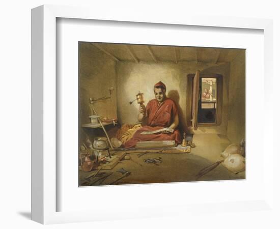 A Buddhist Monk, from 'India Ancient and Modern', 1867 (Colour Litho)-William 'Crimea' Simpson-Framed Premium Giclee Print