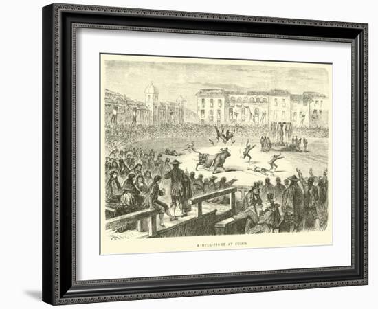 A Bull-Fight at Cuzco-Édouard Riou-Framed Giclee Print