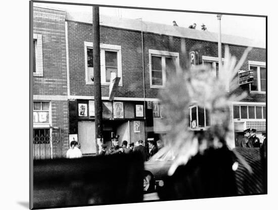 A Bullet Hole Made During an Exchange of Gunfire of LA Police and Black Panthers, Dec 8, 1969-null-Mounted Photo