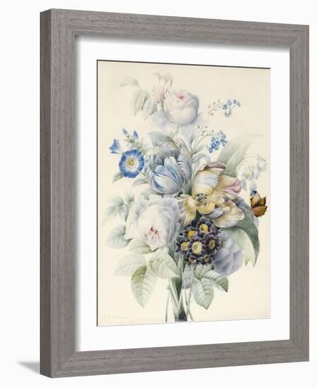 A Bunch of Flowers Including Roses-Pierre Joseph Redoute-Framed Giclee Print