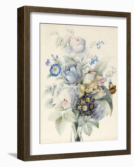 A Bunch of Flowers Including Roses-Pierre Joseph Redoute-Framed Giclee Print