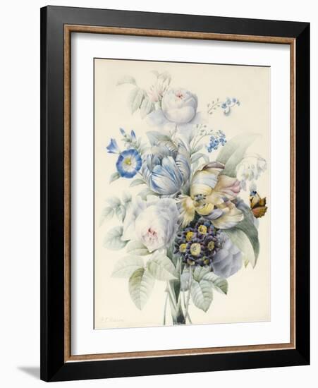 A Bunch of Flowers Including Roses-Pierre Joseph Redoute-Framed Giclee Print