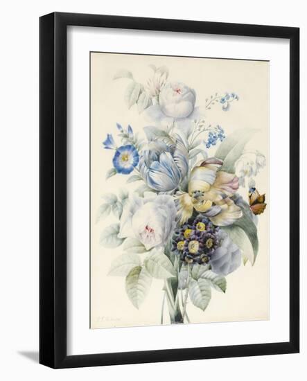 A Bunch of Flowers Including Roses-Pierre Joseph Redoute-Framed Giclee Print