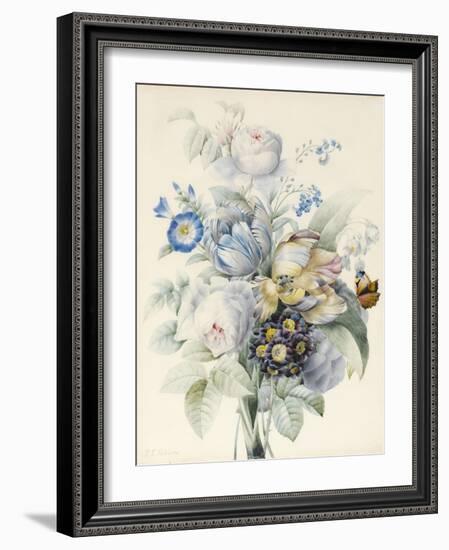 A Bunch of Flowers Including Roses-Pierre Joseph Redoute-Framed Giclee Print