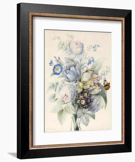 A Bunch of Flowers Including Roses-Pierre Joseph Redoute-Framed Giclee Print