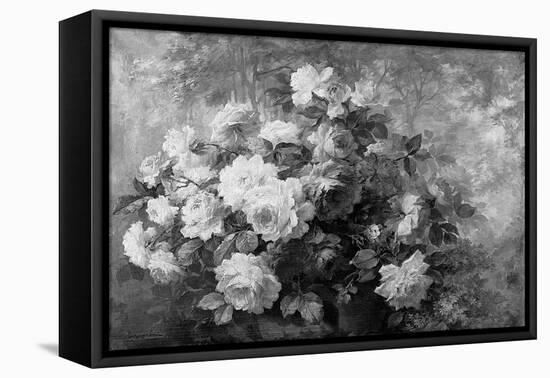 A Bunch of Roses in a Wooded Landscape-Frans Mortelmans-Framed Premier Image Canvas