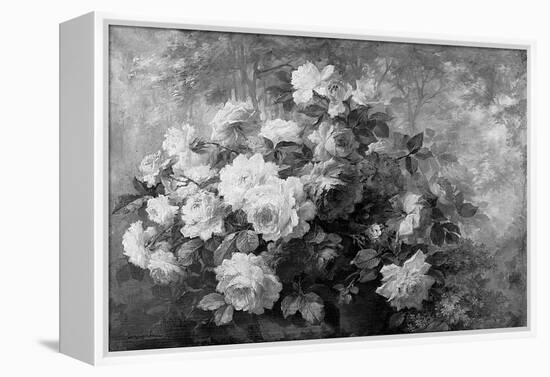 A Bunch of Roses in a Wooded Landscape-Frans Mortelmans-Framed Premier Image Canvas