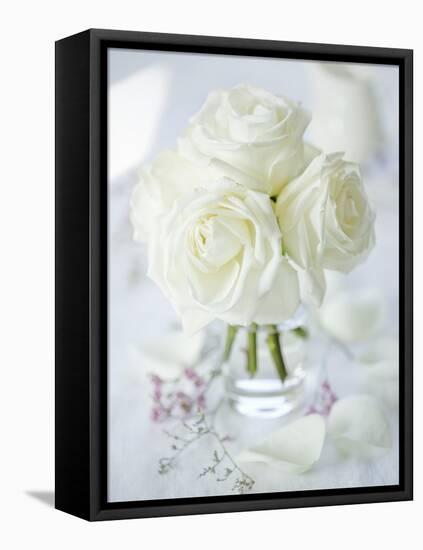 A Bunch of White Roses in a Glass Vase-Ira Leoni-Framed Premier Image Canvas