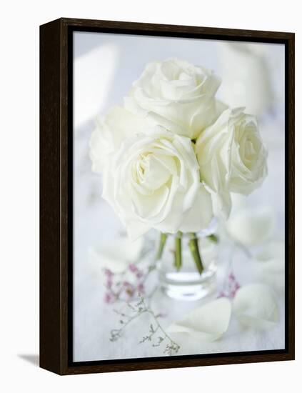 A Bunch of White Roses in a Glass Vase-Ira Leoni-Framed Premier Image Canvas