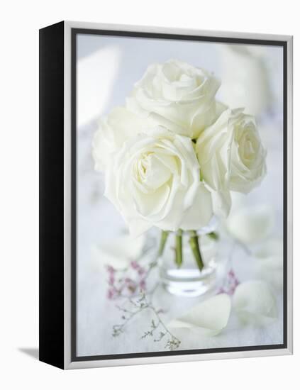 A Bunch of White Roses in a Glass Vase-Ira Leoni-Framed Premier Image Canvas