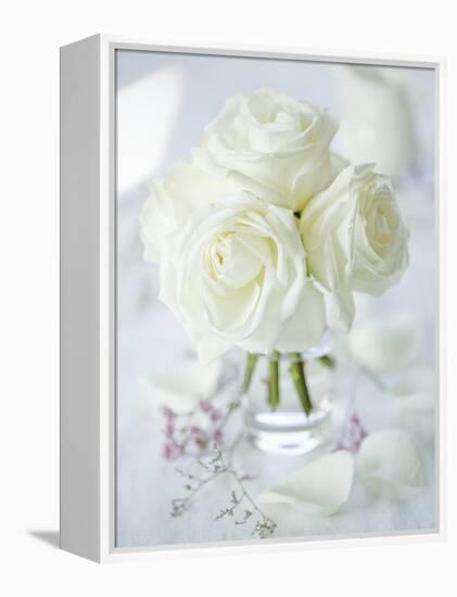 A Bunch of White Roses in a Glass Vase-Ira Leoni-Framed Premier Image Canvas