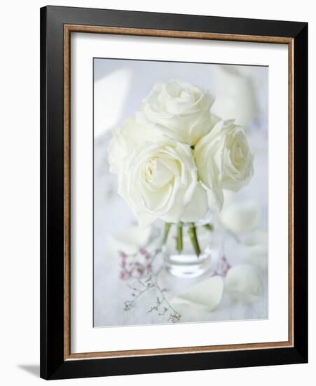 A Bunch of White Roses in a Glass Vase-Ira Leoni-Framed Photographic Print
