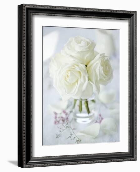 A Bunch of White Roses in a Glass Vase-Ira Leoni-Framed Photographic Print