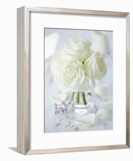 A Bunch of White Roses in a Glass Vase-Ira Leoni-Framed Photographic Print