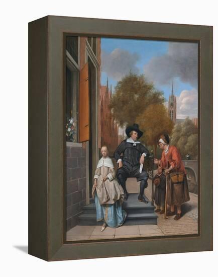 A Burgher of Delft and His Daughter (Adolf Croeser and His Daughter Catharina Croese)-Jan Havicksz Steen-Framed Premier Image Canvas