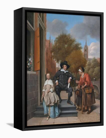 A Burgher of Delft and His Daughter (Adolf Croeser and His Daughter Catharina Croese)-Jan Havicksz Steen-Framed Premier Image Canvas