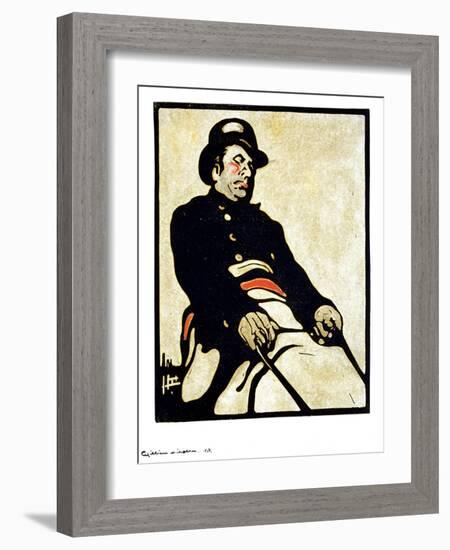 A Bus Driver in Knightsbridge Road, 1898 (Woodcut)-William Nicholson-Framed Giclee Print