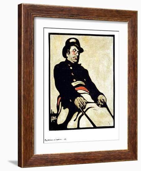 A Bus Driver in Knightsbridge Road, 1898 (Woodcut)-William Nicholson-Framed Giclee Print