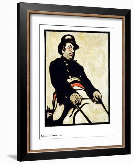 A Bus Driver in Knightsbridge Road, 1898 (Woodcut)-William Nicholson-Framed Giclee Print