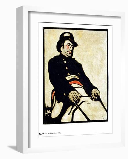 A Bus Driver in Knightsbridge Road, 1898 (Woodcut)-William Nicholson-Framed Giclee Print