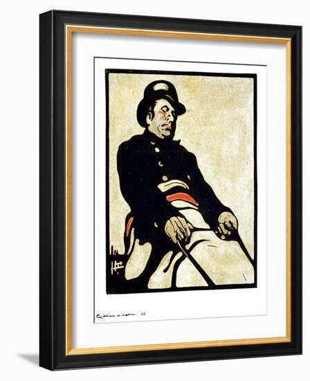 A Bus Driver in Knightsbridge Road, 1898 (Woodcut)-William Nicholson-Framed Giclee Print