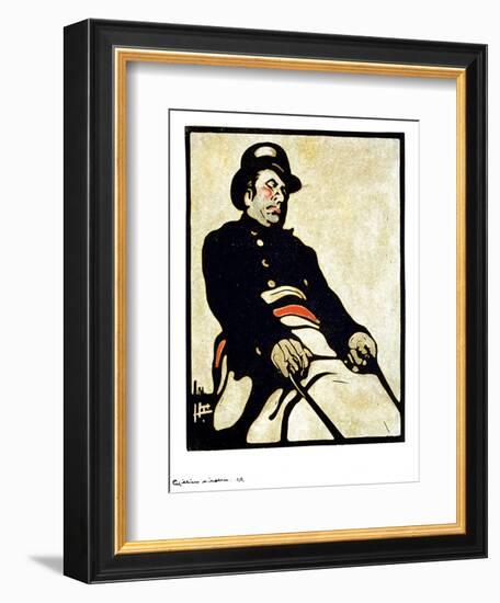 A Bus Driver in Knightsbridge Road, 1898 (Woodcut)-William Nicholson-Framed Giclee Print