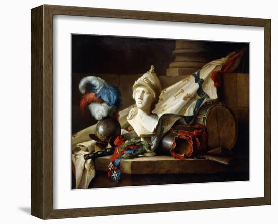 A Bust of Minerva with Armour and Weapons on a Stone Ledge, 1777-Anne Vallayer-coster-Framed Giclee Print