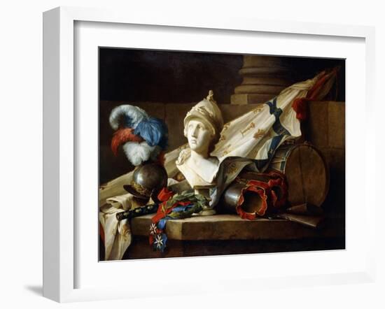 A Bust of Minerva with Armour and Weapons on a Stone Ledge, 1777-Anne Vallayer-coster-Framed Giclee Print