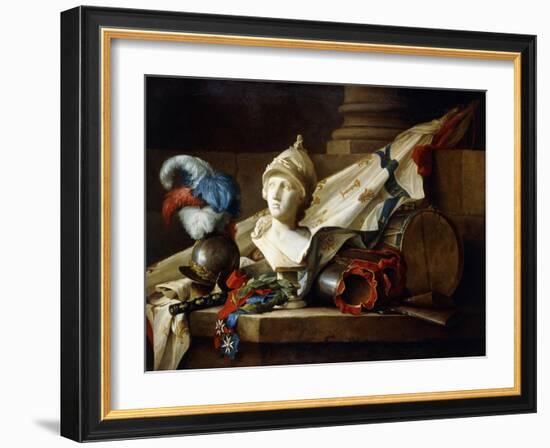 A Bust of Minerva with Armour and Weapons on a Stone Ledge, 1777-Anne Vallayer-coster-Framed Giclee Print