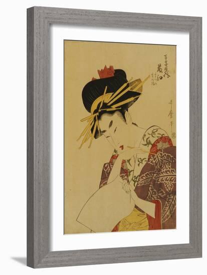 A Bust Portrait of the Courtesan Fujie from Manjiya-Kitagawa Utamaro-Framed Giclee Print