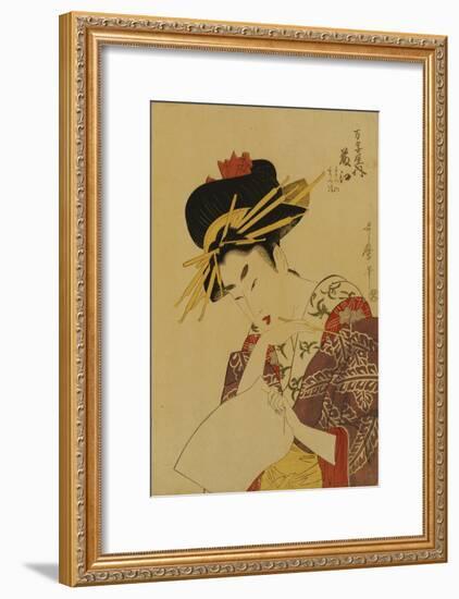 A Bust Portrait of the Courtesan Fujie from Manjiya-Kitagawa Utamaro-Framed Giclee Print
