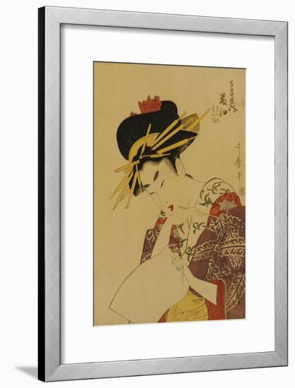 A Bust Portrait of the Courtesan Fujie from Manjiya-Kitagawa Utamaro-Framed Giclee Print